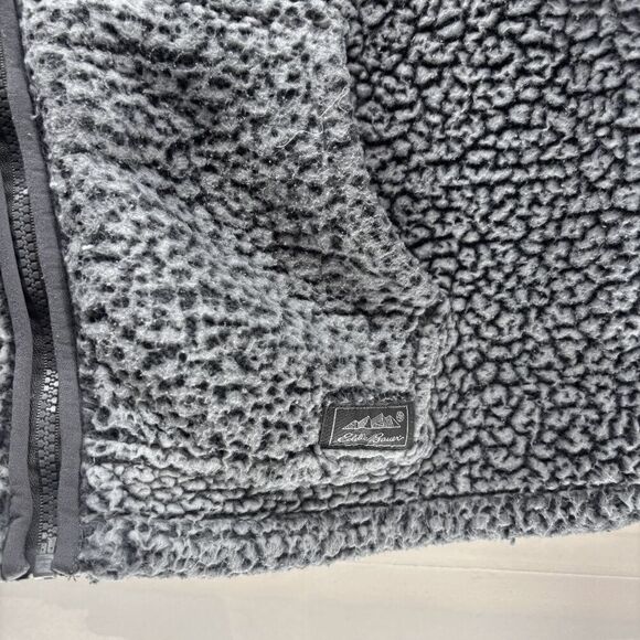 Eddie Bauer Women’s Full Zip Popcorn Sherpa Fleece Jacket in Gray EUC Size M - Picture 2 of 5